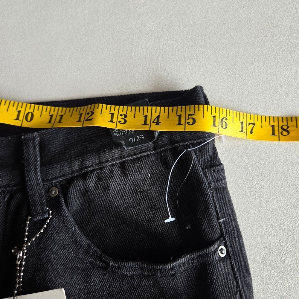 Simple Society Black Rhinestone Straight Denim Jeans Size 9/29 Glam Y2K Party - Picture 6 of 12